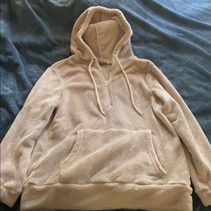 Fuzzy light pink quarter zip